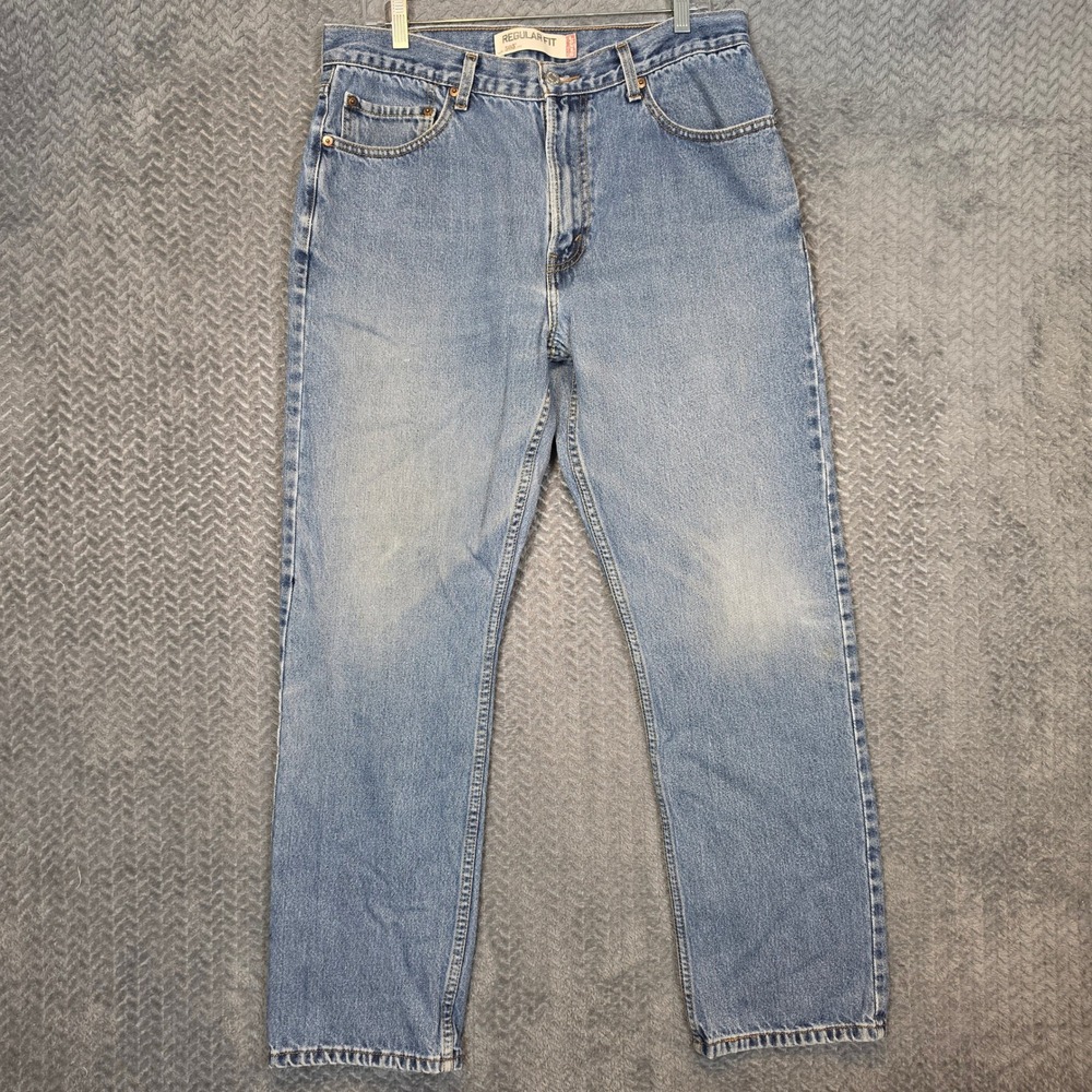 Levis 505 Regular Fit Jeans Mens 35x32 Medium Wash Blue Straight Leg 100% Cotton